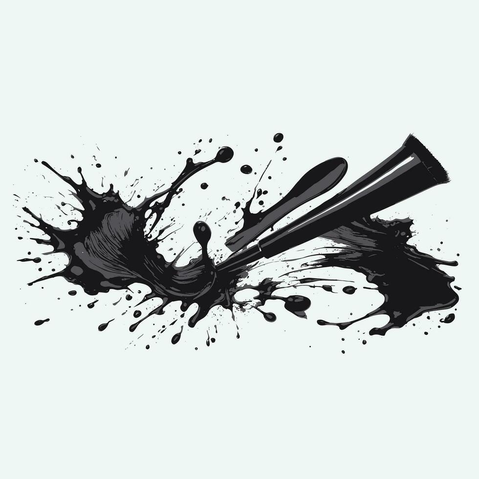 magnifique noir aquarelle éclaboussure pinceaux, noir peindre, encre brosse accident vasculaire cérébral, brosse, ligne ou texture. vecteur