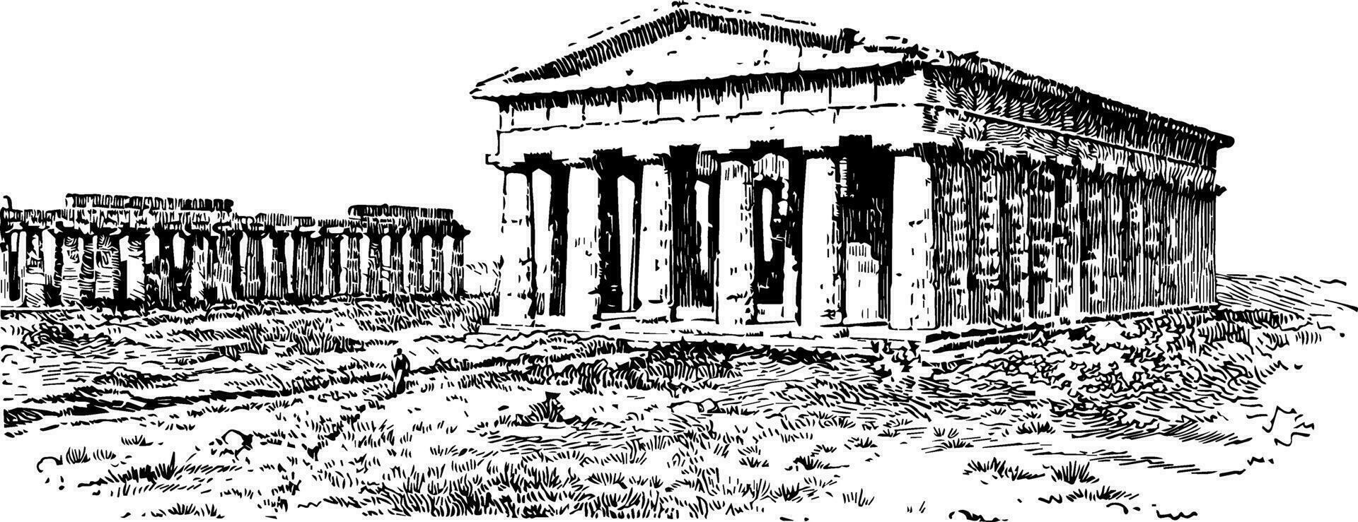 temple de Neptune, ancien illustration. vecteur