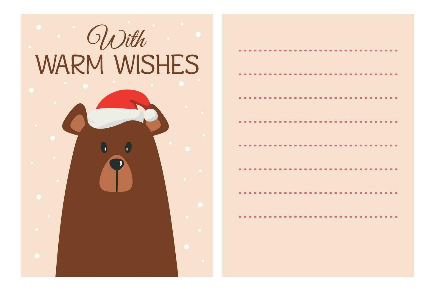 mignonne Noël carte postale avec ours vecteur