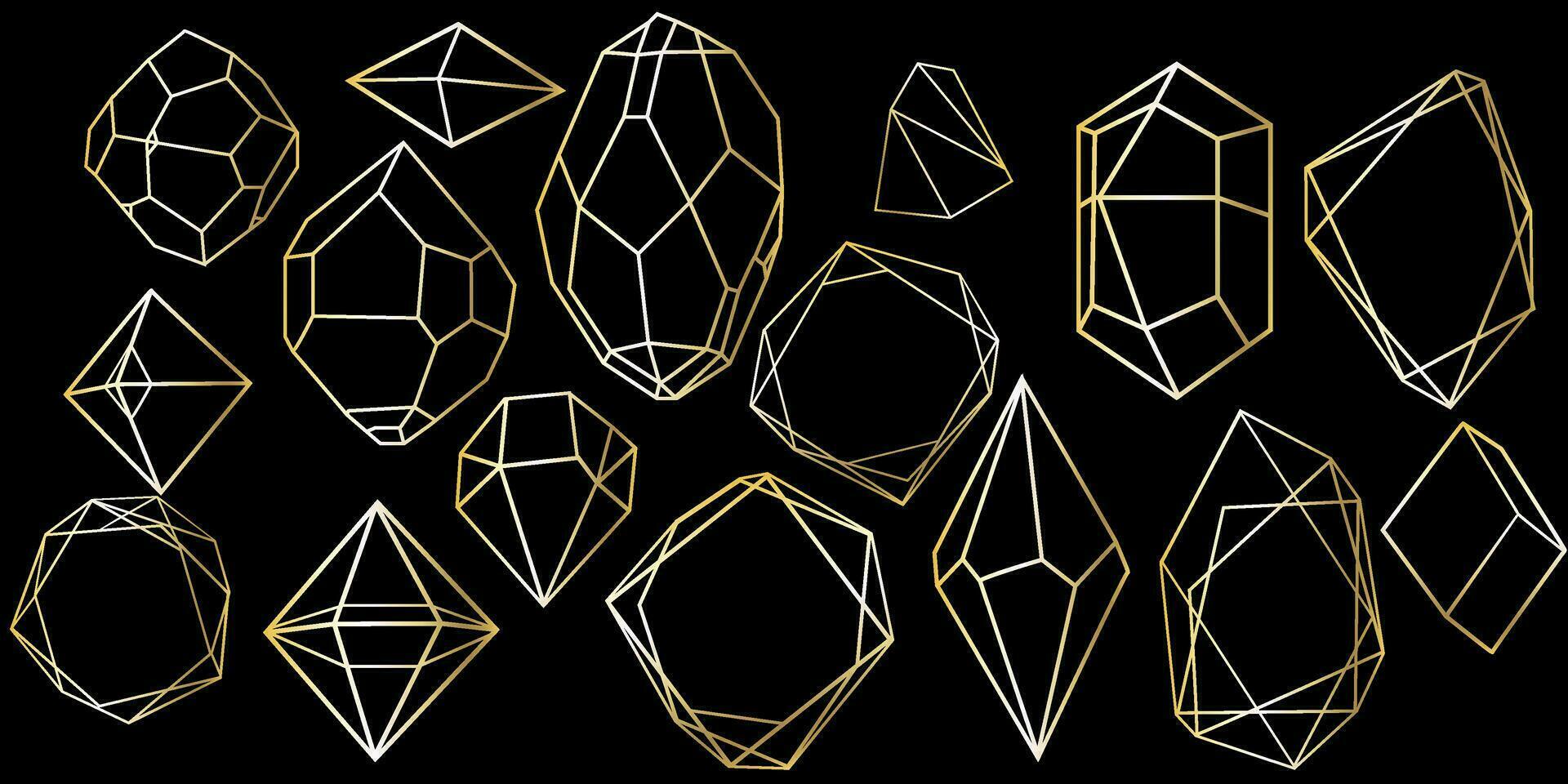 cristal diamant forme. géométrique prime briller icône, polygone mosaïque forme améthyste gemme quartz pierre ligne art style vecteur