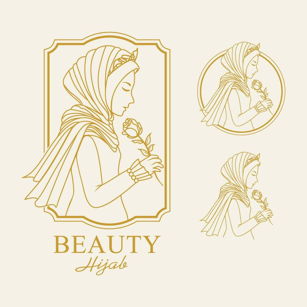 modèle de logo vectoriel femmes hijab beauté