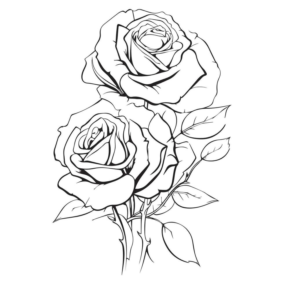 ancien Rose fleur gravure calligraphique .victorien style tatouage vecteur illustration