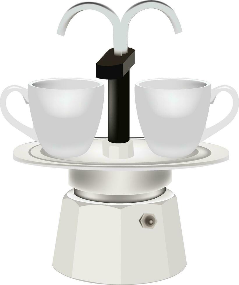 café fabricant avec tasses vecteur