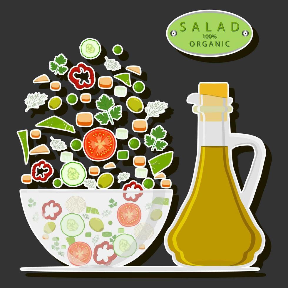 illustration sur thème liquide pétrole dans grand verre bouteille pour cuisine nourriture vecteur
