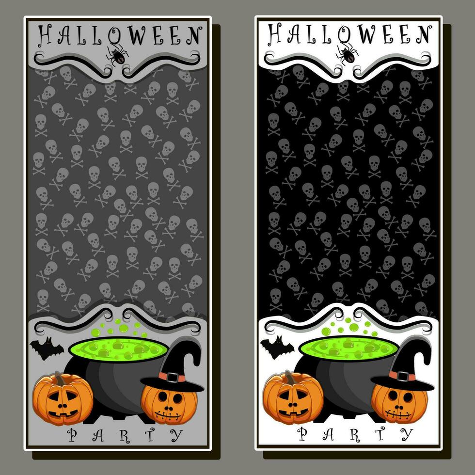 illustration sur thème autocollant pour fête vacances Halloween avec Orange citrouilles vecteur