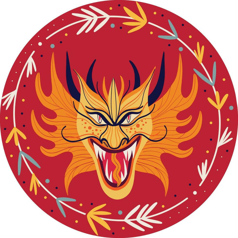 magique terrifiant Jaune chinois dragon. illustration dans puéril main tiré style vecteur