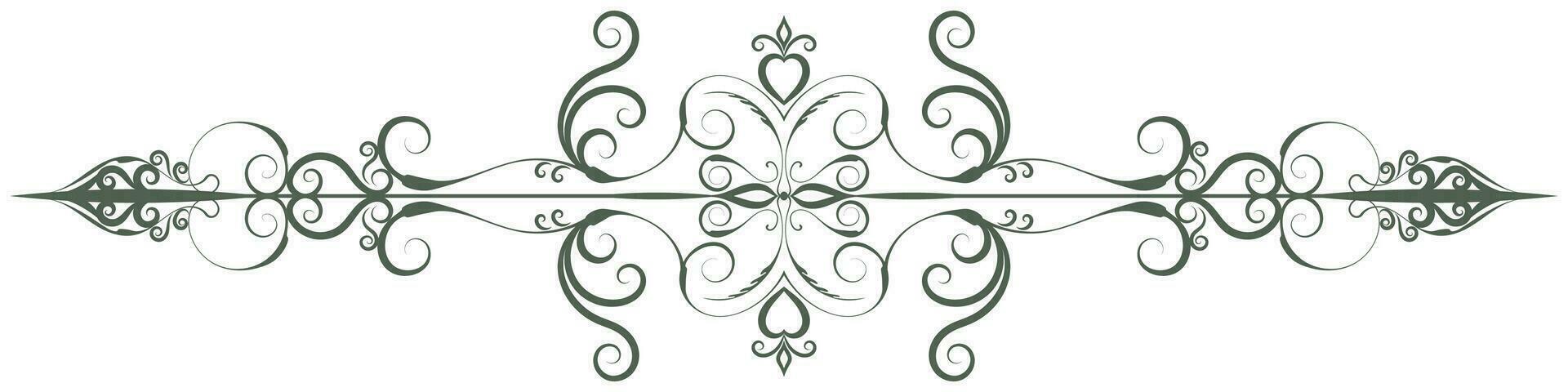 vert ancien lignes baroque faire défiler fleur diviseur ancien style pour décorer cartes. vecteur