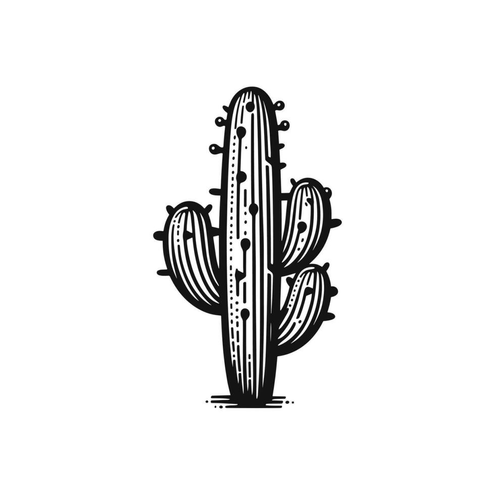 vecteur main tiré cactus griffonnage mexicain nopal vecteur illustration isolé sur blanc Contexte