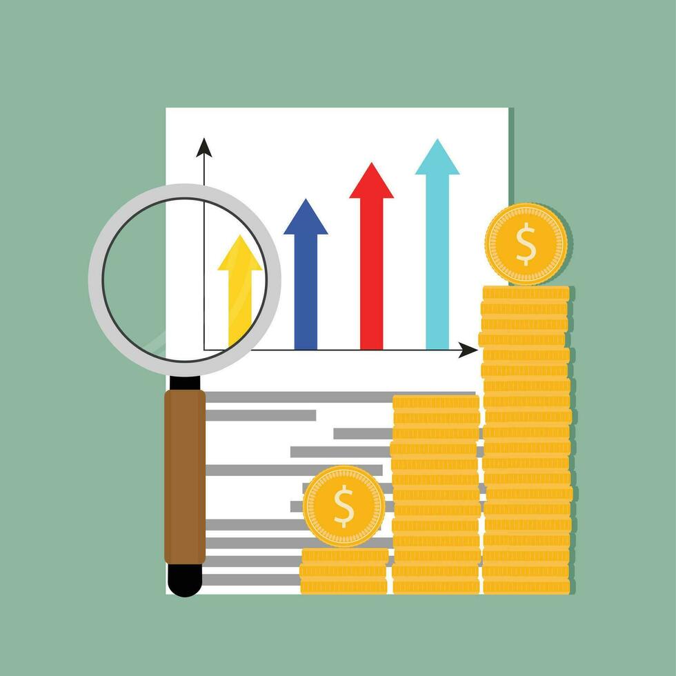 une analyse profit marché Les données illustration. vecteur affaires croissance financier, la finance une analyse graphique et diagramme