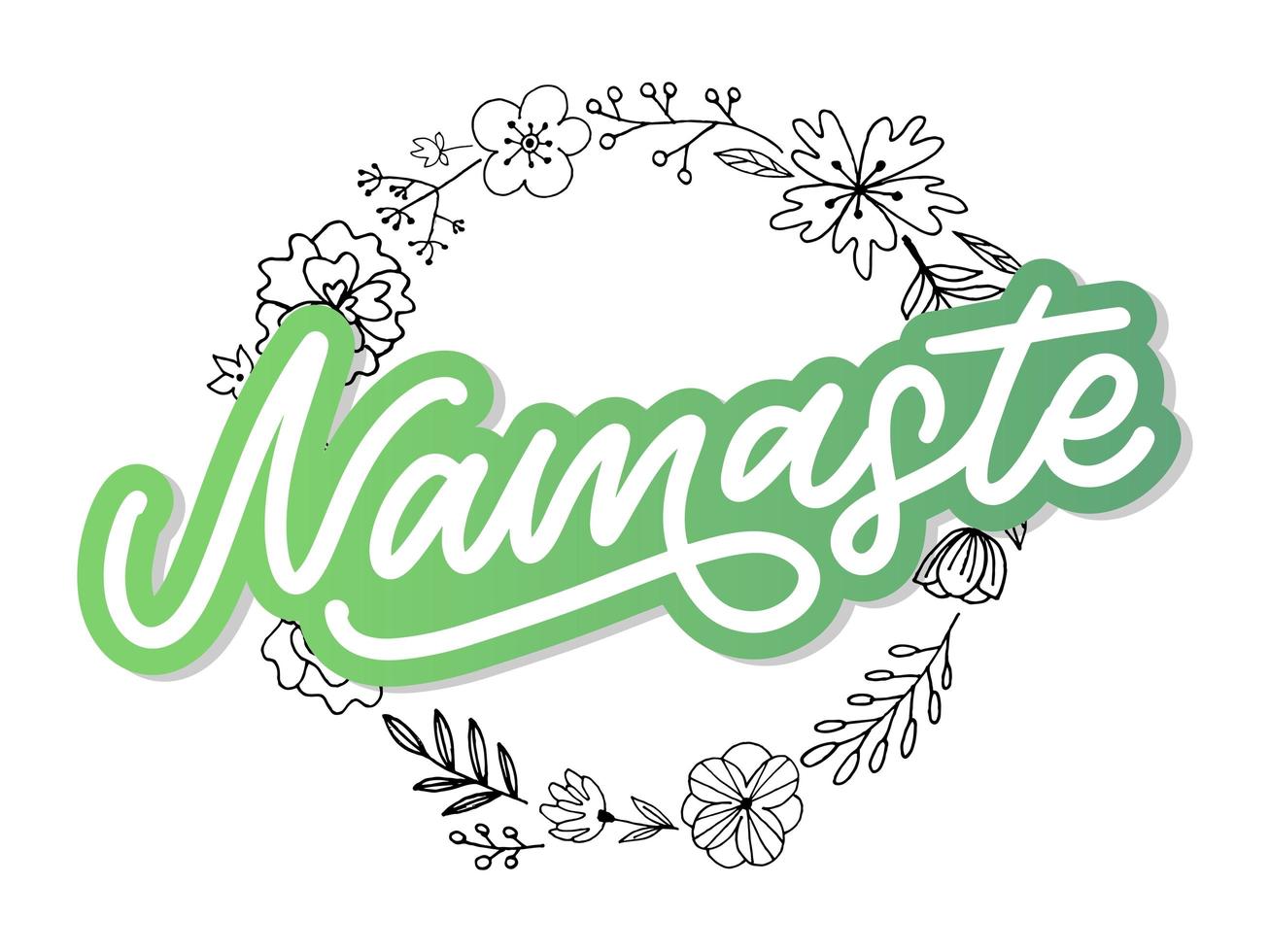 lettrage namaste dessiné à la main. salutation indienne, bonjour en hindi. écriture cursive élégante, calligraphie moderne. illustration vectorielle isolée. vecteur