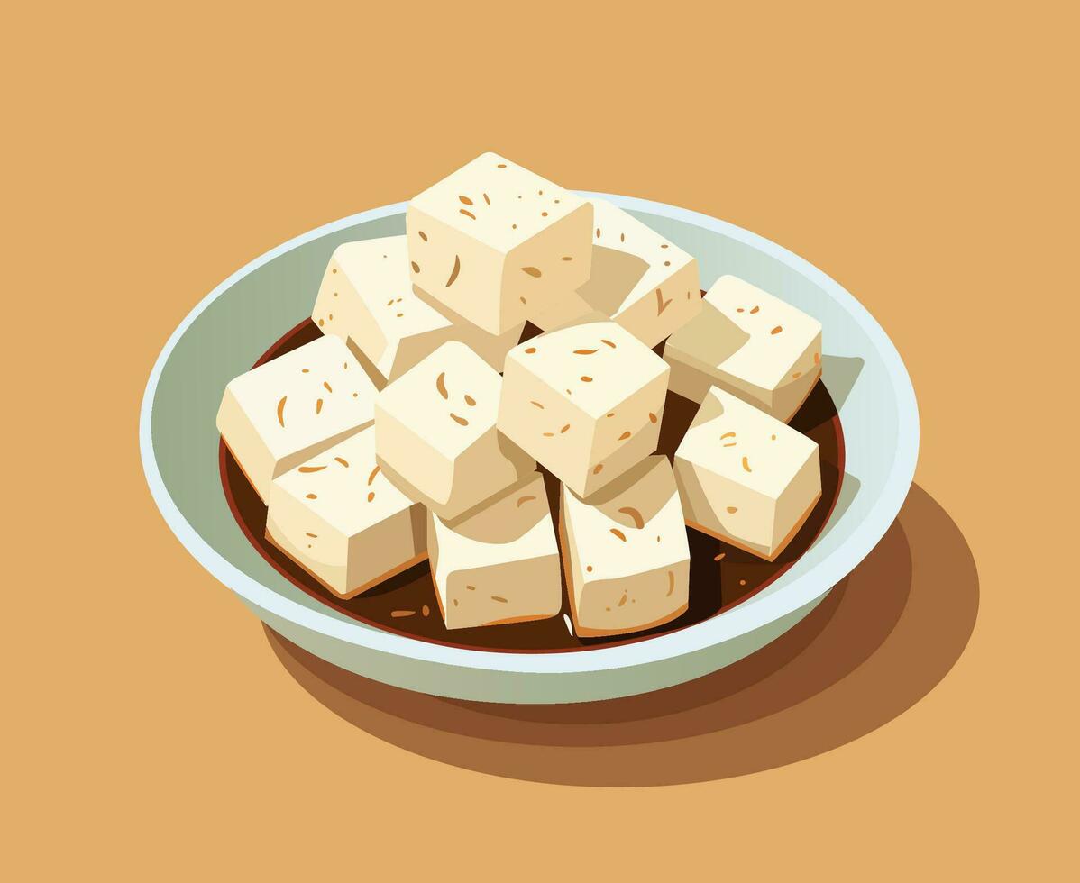 Tofu nourriture illustration manuellement établi vecteur