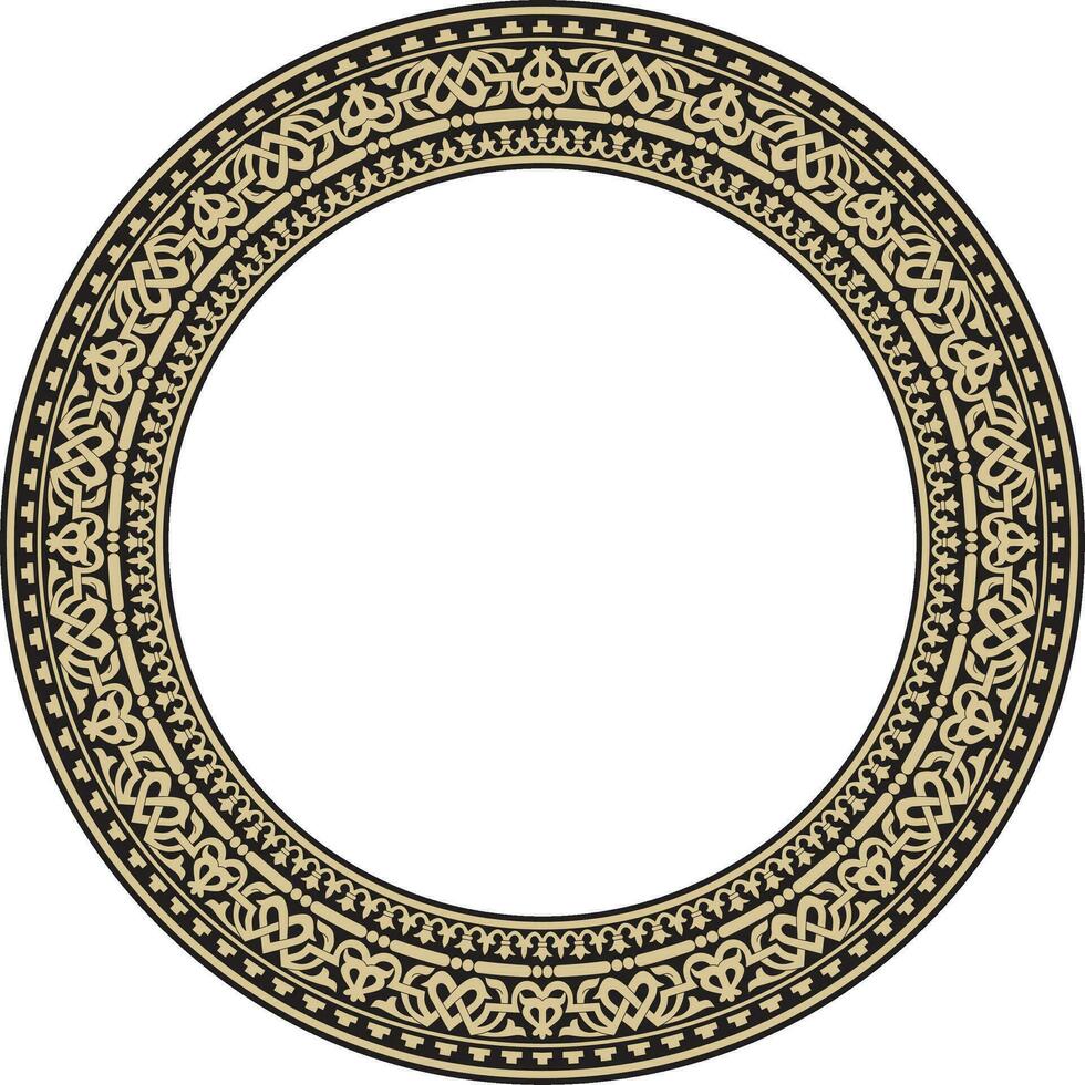 vecteur rond or et noir sans couture classique byzantin ornement. infini cercle, frontière, Cadre ancien Grèce, est romain Empire. décoration de le russe orthodoxe église