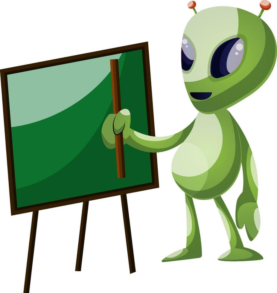 extraterrestre avec tableau noir, illustration, vecteur sur blanc Contexte.