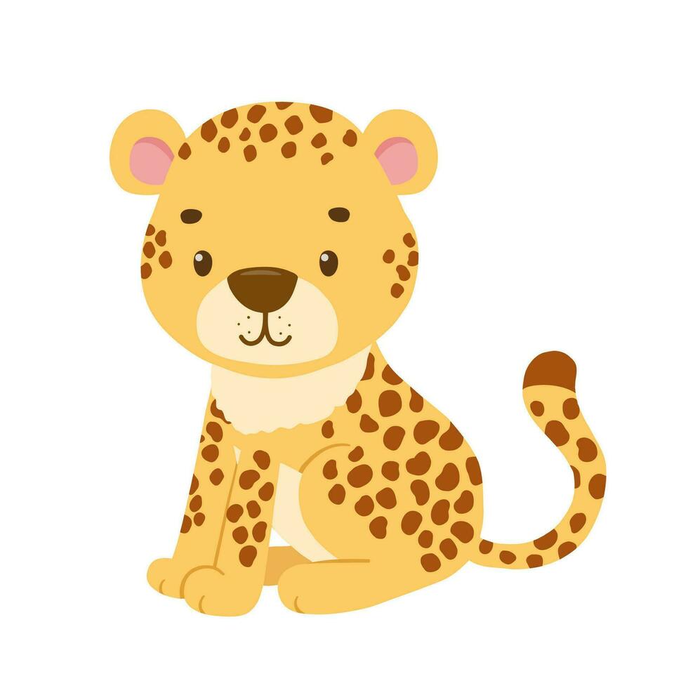 mignonne séance guépard. dessin animé illustration pour enfants. safari animal vecteur