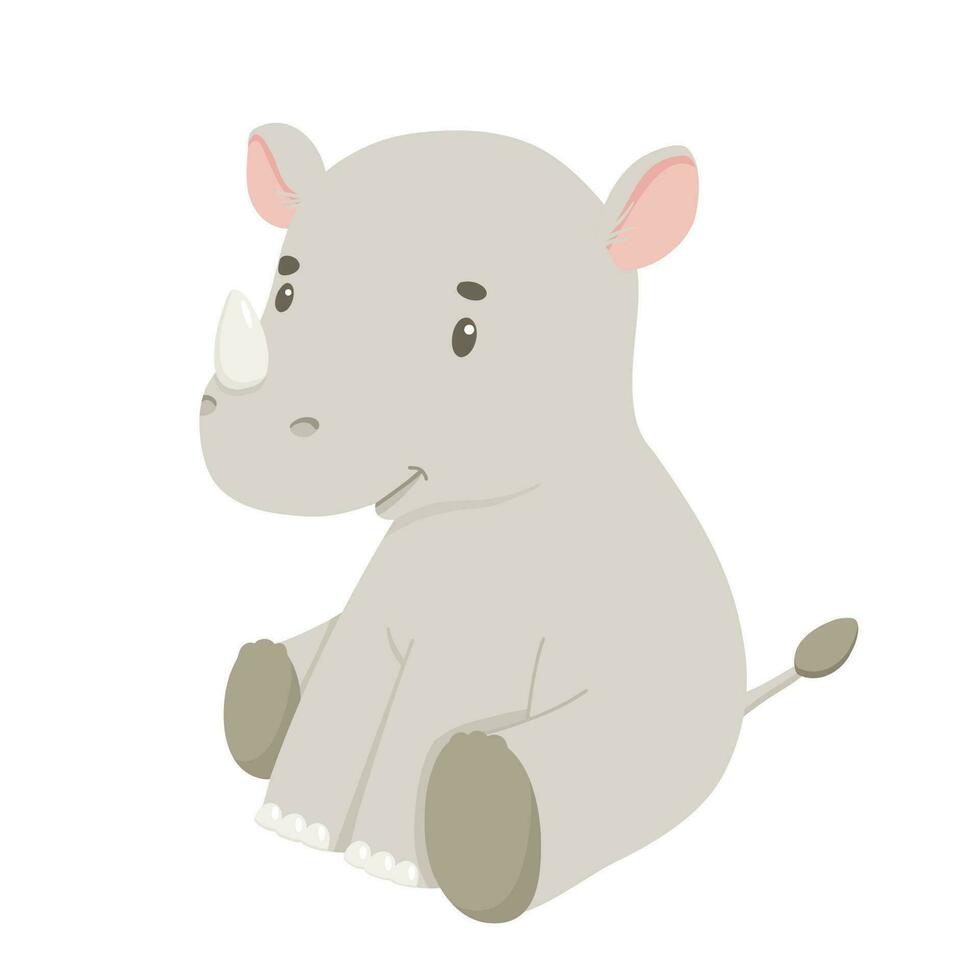 mignonne séance rhinocéros. dessin animé illustration pour enfants. safari animal vecteur