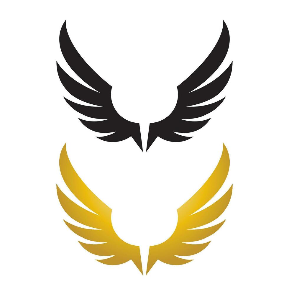 ailes or et noir oiseau logo vecteur illustration modèle
