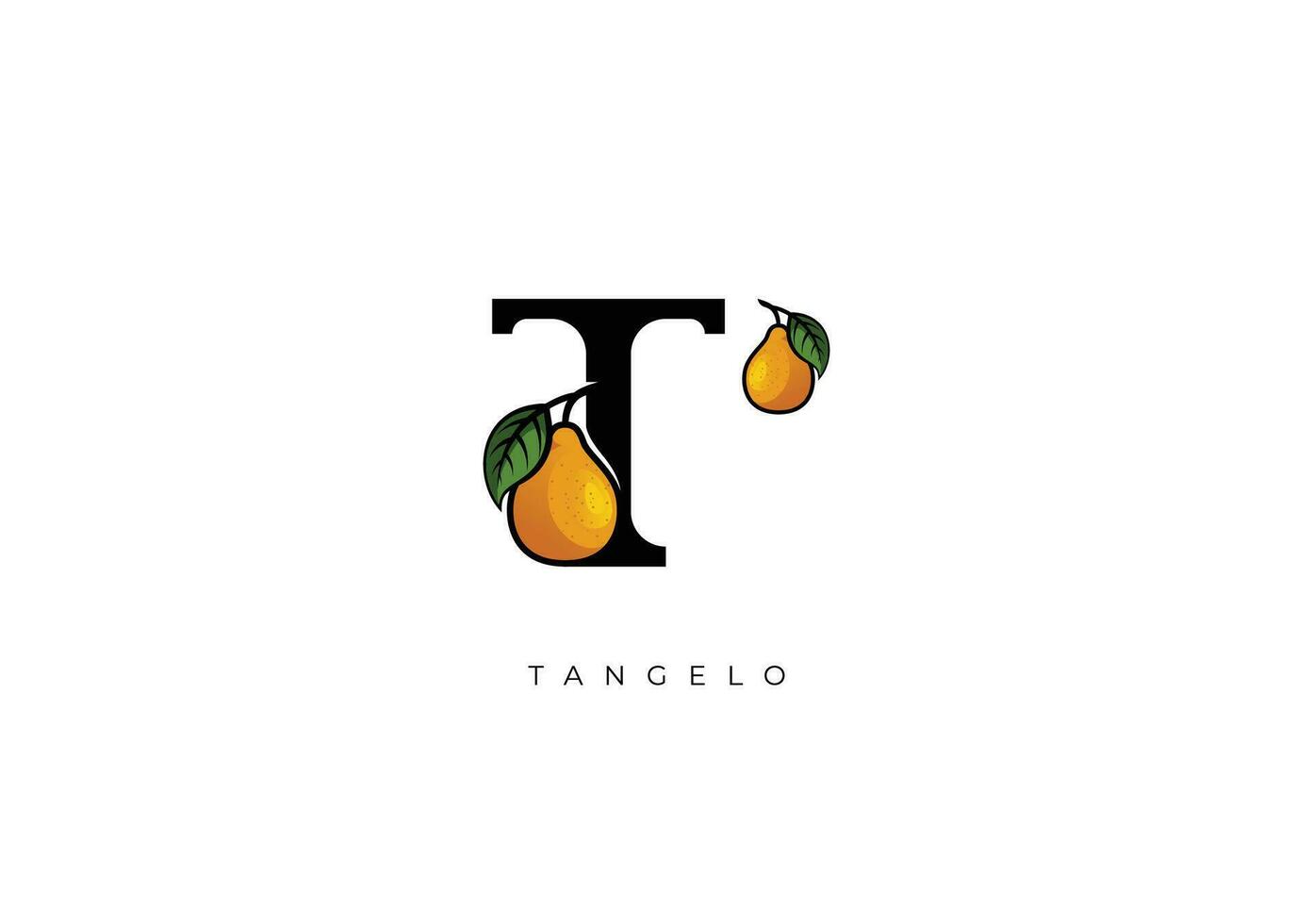 Jaune tangelo fruit vecteur, génial combinaison de tangelo fruit symbole avec lettre t vecteur