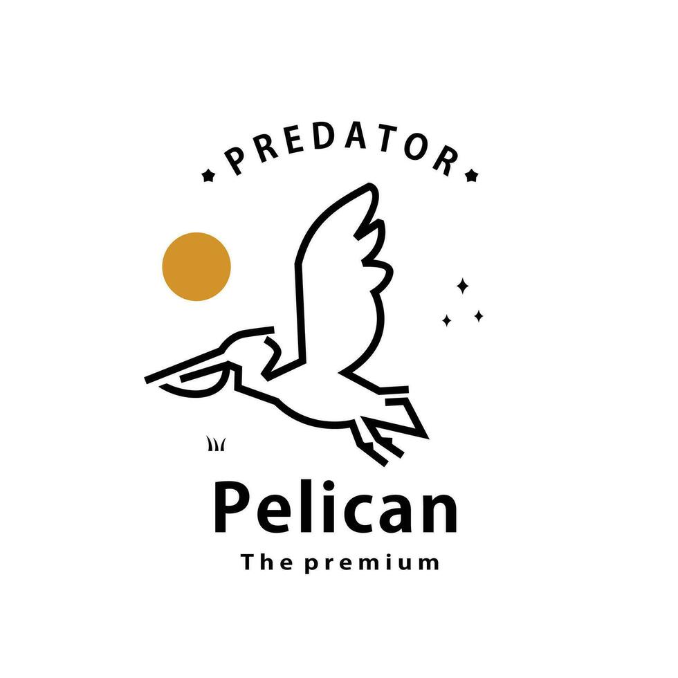 vintage retro hipster pelican logo vecteur contour icône art monoline