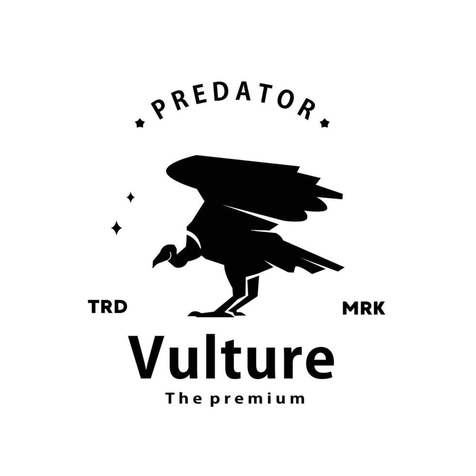 ancien rétro branché vautour logo vecteur contour silhouette art icône