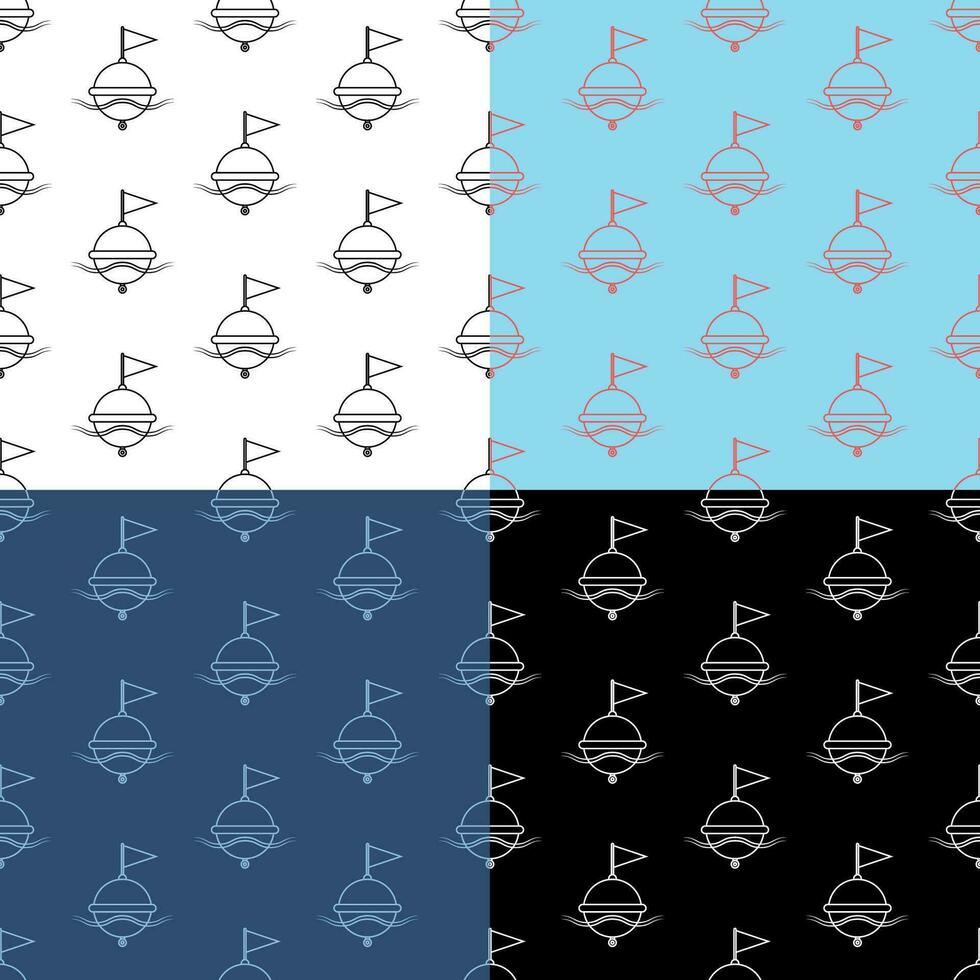 ensemble de sans couture motifs avec contraignant mer bouée icône sur vagues. régulation et sécurité de livraison dans océan. ornement pour décoration et impression sur tissu. conception élément. vecteur