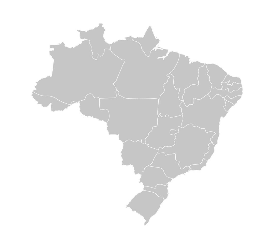 vecteur isolé illustration de simplifié administratif carte de Brésil. les frontières de le provinces, Régions. gris silhouettes. blanc contour.