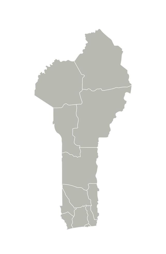 vecteur isolé illustration de simplifié administratif carte de bénin. les frontières de le départements, Régions. gris silhouettes. blanc contour