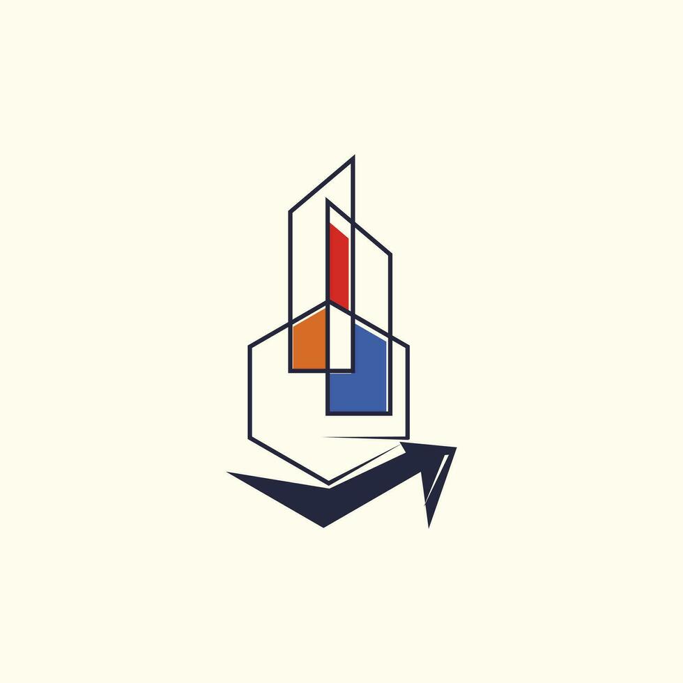 bâtiment logo conception avec ligne art concept vecteur