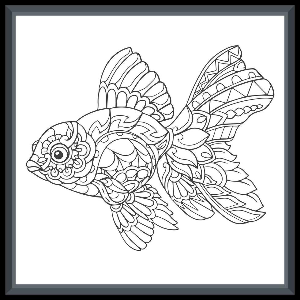 poisson rouge mandala arts. isolé sur blanc Contexte vecteur