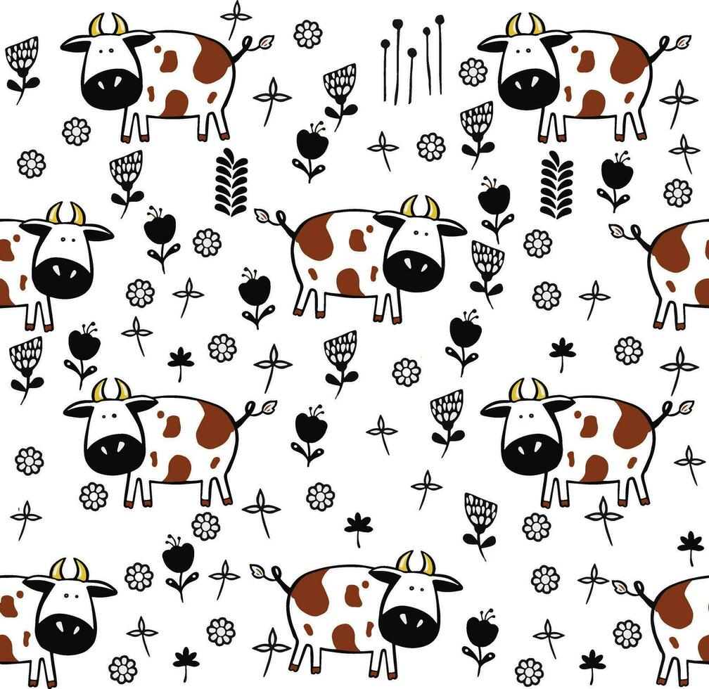 mignonne vaches sans couture modèle. puéril Contexte. vecteur illustration