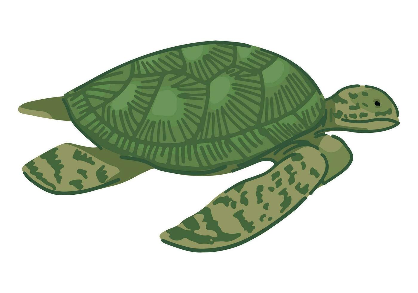 mer tortue clipart. Célibataire griffonnage de sous-marin animal isolé sur blanche. coloré vecteur illustration dans dessin animé style.