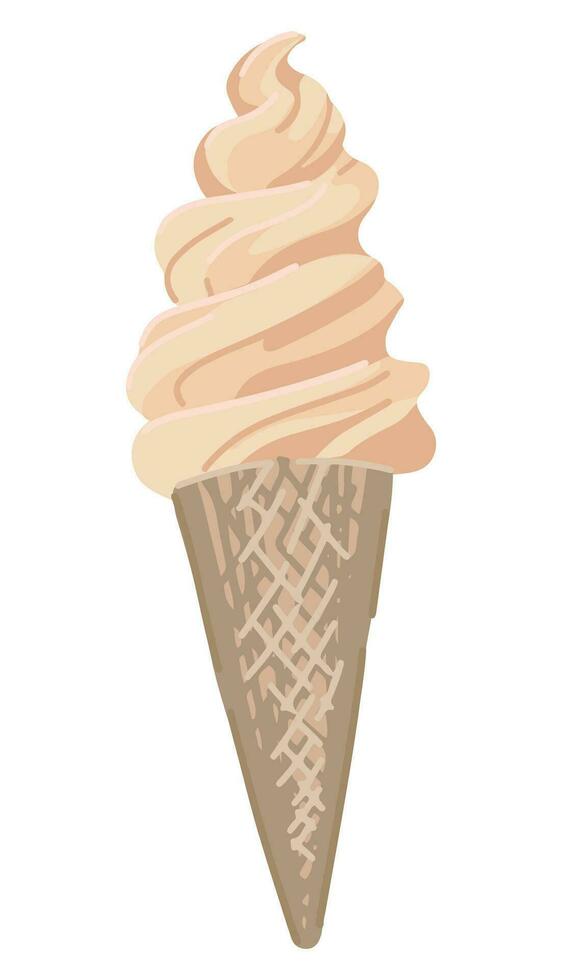 la glace crème cône clipart. griffonnage de été sucré nourriture isolé sur blanche. coloré vecteur illustration dans dessin animé style.