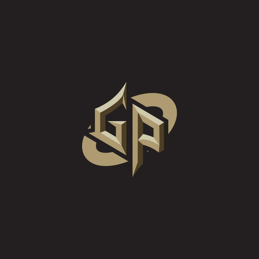gp initiales concept logo professionnel conception esport jeu vecteur