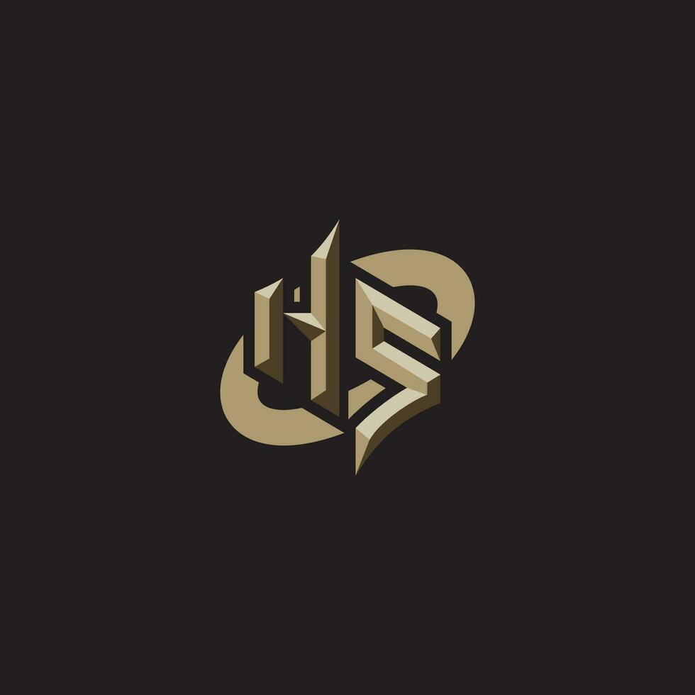 hs initiales concept logo professionnel conception esport jeu vecteur