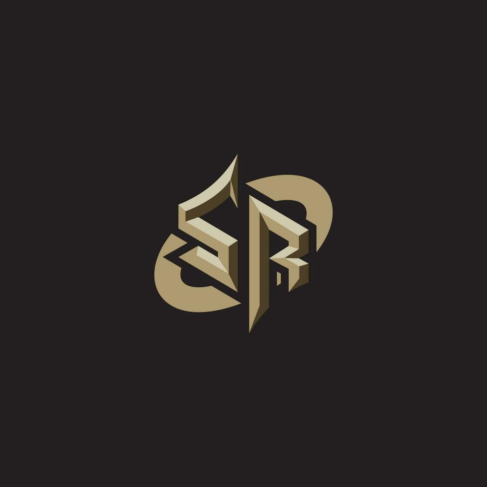 sr initiales concept logo professionnel conception esport jeu vecteur