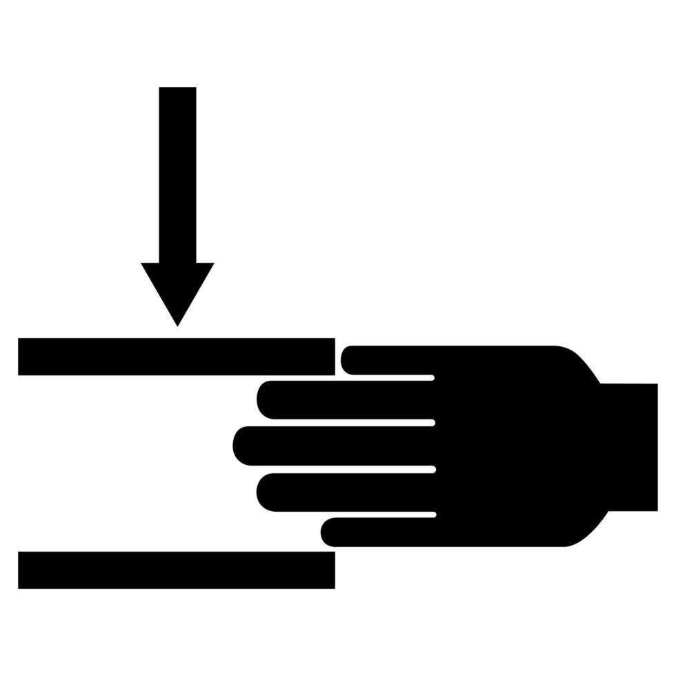 Force d'écrasement de la main du signe de symbole ci-dessus sur fond blanc vecteur