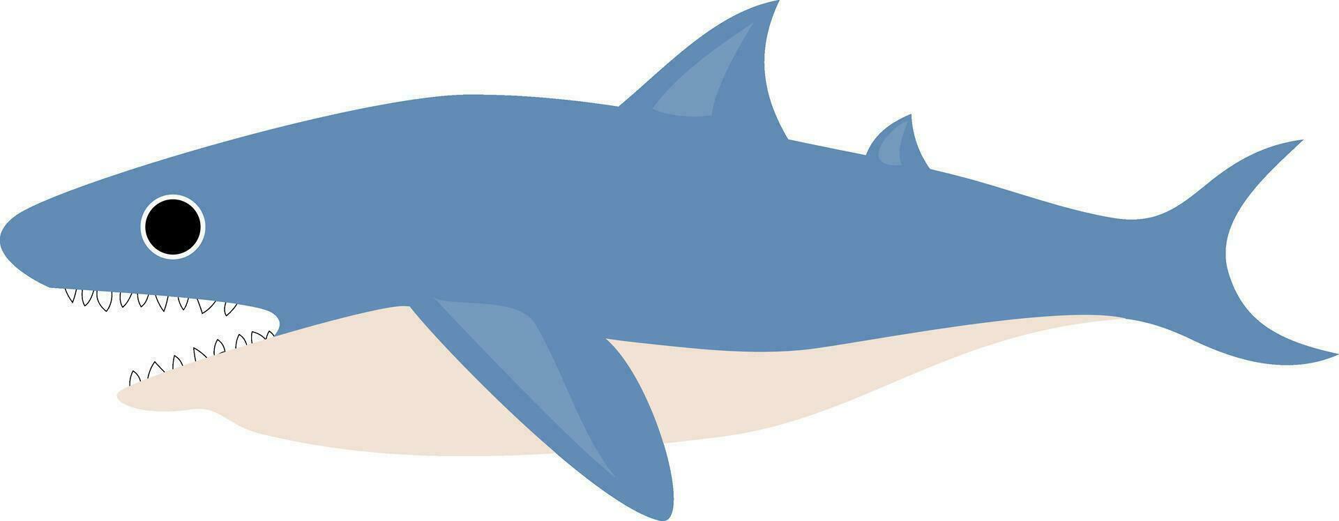 clipart de le requin avec bouche large ouvert tandis que nager plus de blanc arrière-plan, vecteur ou Couleur illustration