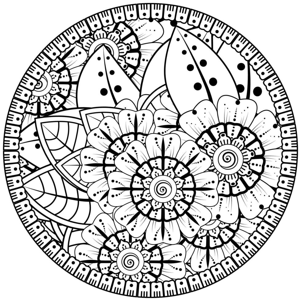 motif circulaire en forme de mandala avec fleur pour henné, mehndi, tatouage, décoration. vecteur