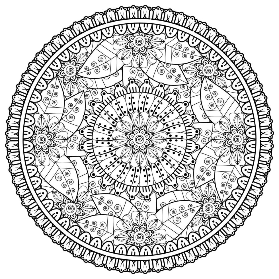 motif circulaire en forme de mandala avec fleur pour henné, mehndi, tatouage, décoration. vecteur