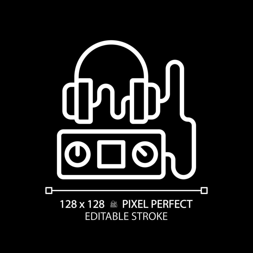 audiomètre pixel parfait blanc linéaire icône pour foncé thème. audition examen. audiométrie test. oreille santé. vérifier en haut. primaire se soucier. mince ligne illustration. isolé symbole pour nuit mode. modifiable accident vasculaire cérébral vecteur