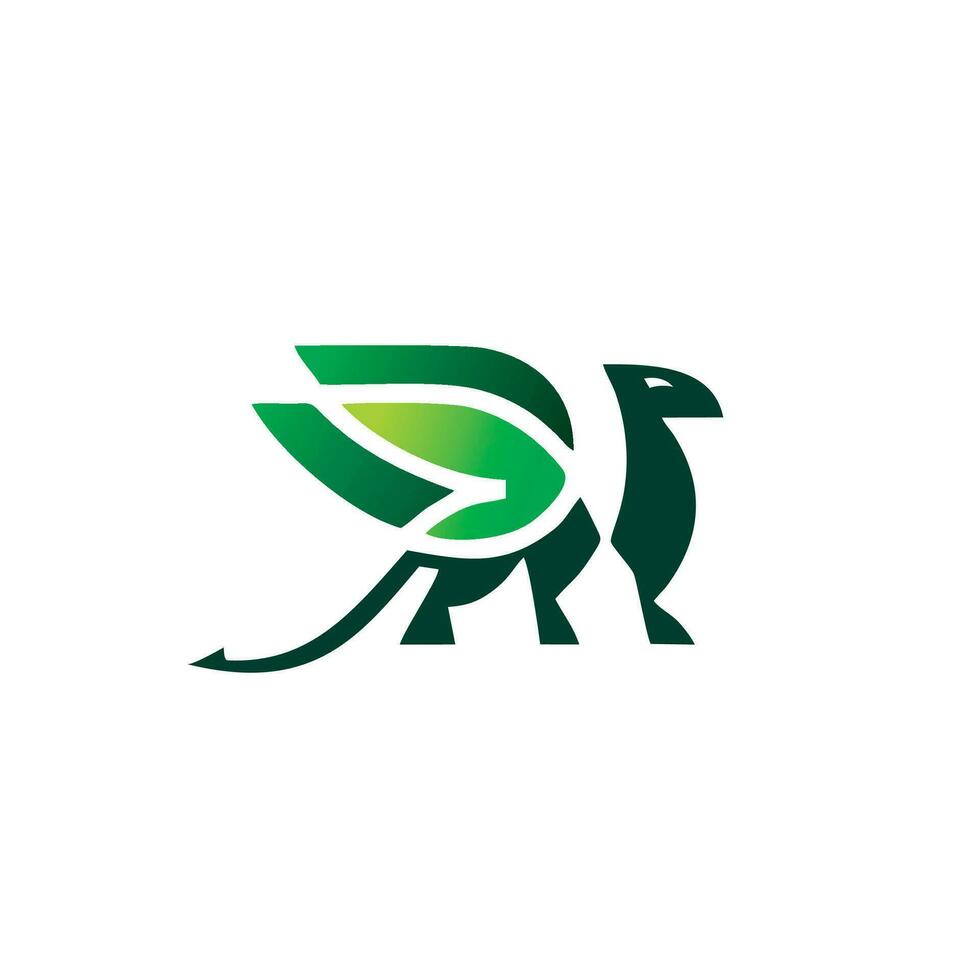 médiéval vert dragon logo. Chevalier dragon avec ailes vert silhouette. vecteur illustration