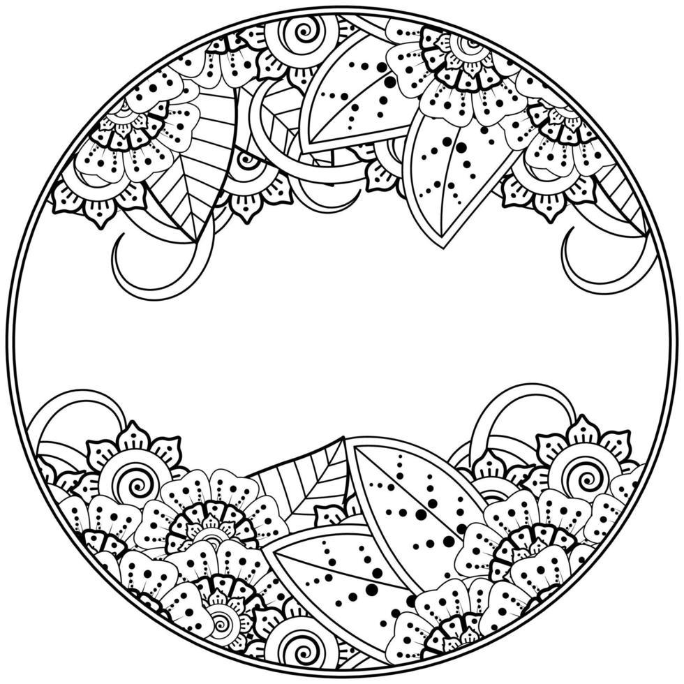 motif circulaire en forme de mandala avec fleur pour henné, mehndi, tatouage, décoration. vecteur