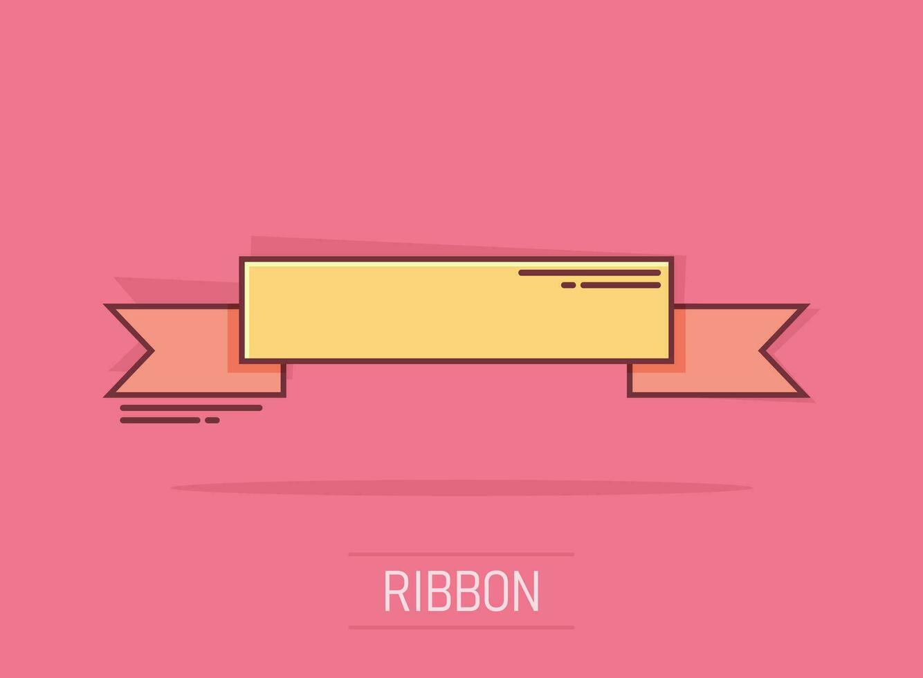 insigne de dessin animé de vecteur avec icône de ruban dans le style comique. pictogramme d'illustration de signe de médaille de récompense. concept d'effet d'éclaboussure d'entreprise champion.