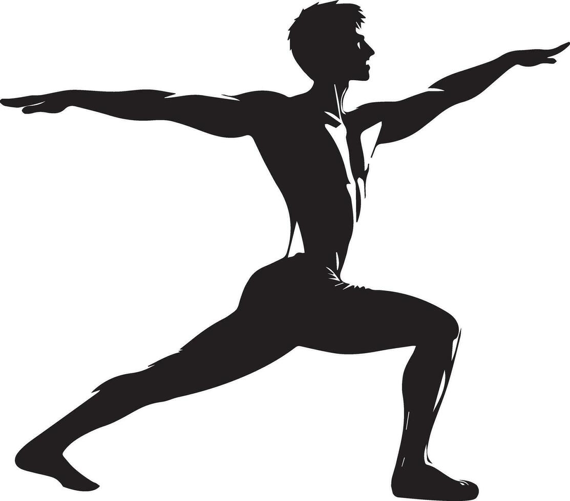 yoga guerrier pose vecteur silhouette illustration dix