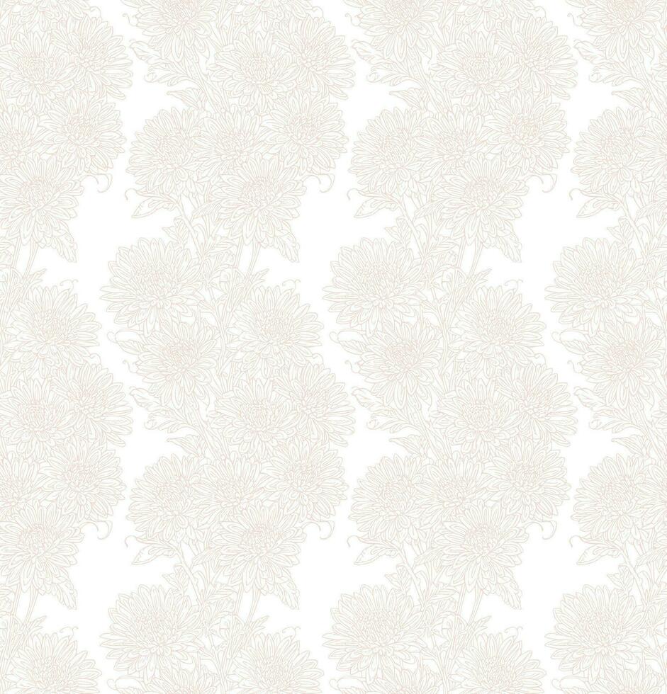 chrysanthèmes sans couture modèle dans brumeux Rose Couleur sur blanc, main tiré floral fond d'écran conception pour imprimer, couverture, tissu, emballage papier, emballage, produits de beauté, beauté des produits vecteur