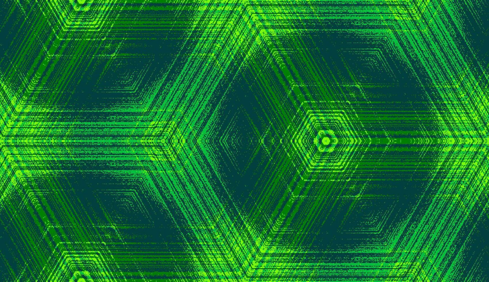 sans couture hexagone concentrique texturé modèle dans chartreuse, émeraude, jade, citron vert vert couleurs. symétrique abstrait géométrique ornement pour fond d'écran Contexte conception, textile impression, emballage. vecteur