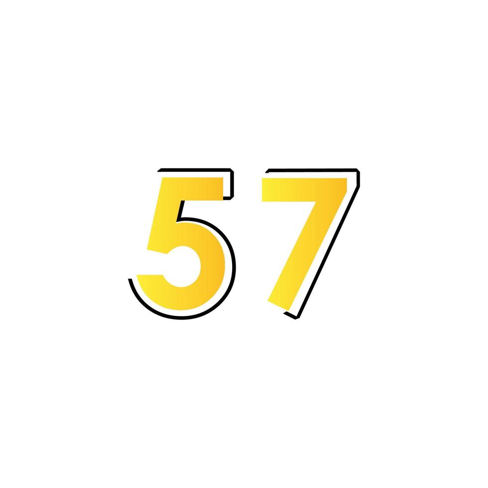 Soirée événement du 57 e anniversaire. illustration vectorielle. modèle de nombres pour célébrer. vecteur