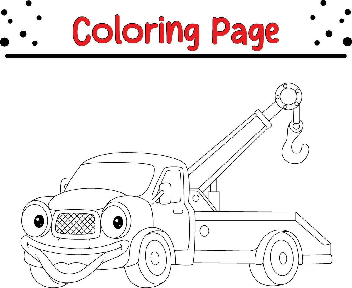 souriant voiture remorquage un camion mascotte coloration page vecteur