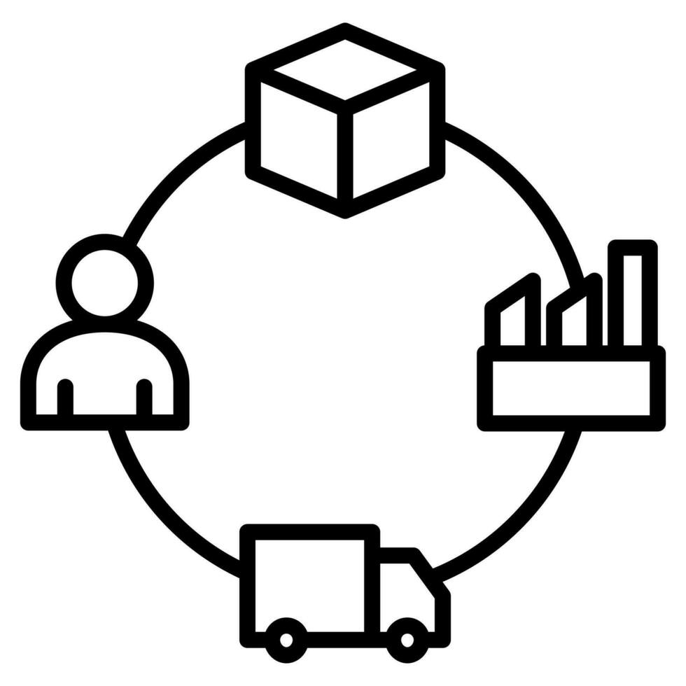 circulaire la fourniture chaîne icône ligne vecteur illustration