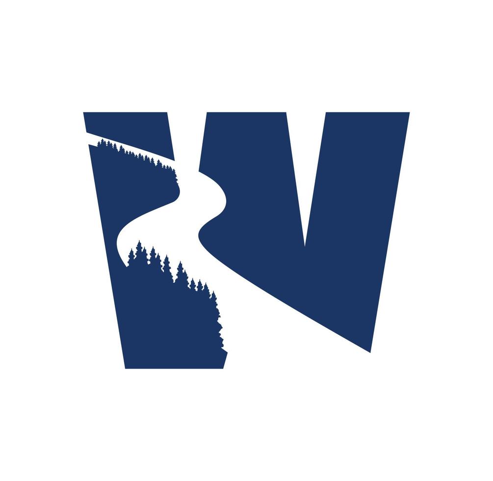 lettre w logo avec illustration de conception de rivière vecteur