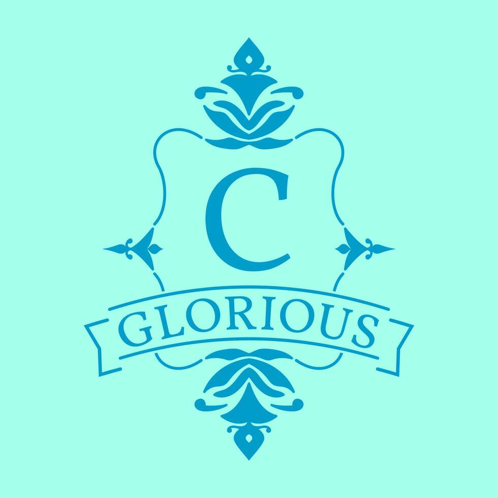 lettre c glorieux initiale Cadre logo vecteur